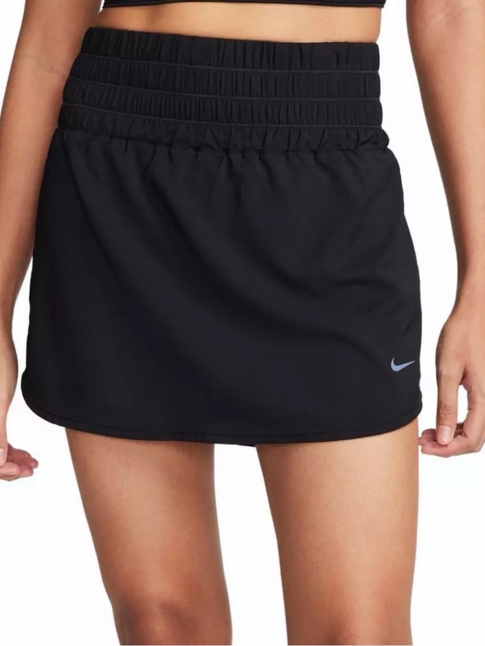 Nike Black Dri-FIT One Ultra High Rise Athletic Skort with Smocked Waistband